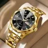 BINBOND 2521 Luxury Brand Luminous Quartz Watch For Men - Golden Black