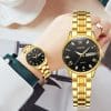 OLEVS 5563 Fashion Watch for Women - Golden Black