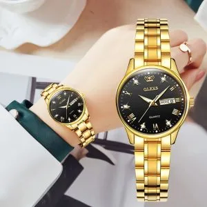 OLEVS 5563 Fashion Watch for Women - Golden Black