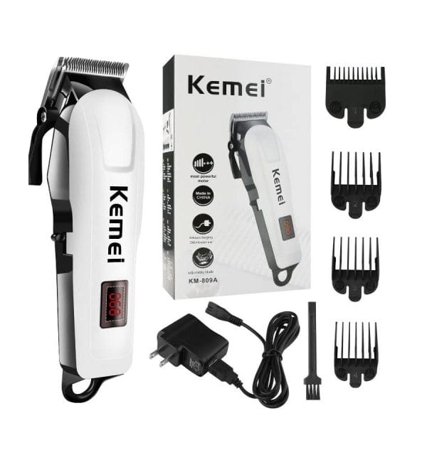 Professionals Shaver And Haircut Beard And Hair Machine And Trimming km809A (White)