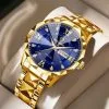 BINBOND 2521 Luxury Brand Luminous Quartz Watch For Men - Golden Blue