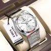 POEDAGAR 930 Men's New Luxury Luminous Date Week Stainless Steel Quartz Watch For Men - White