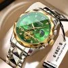 BINBOND B1236 Brand Fashion Tourbillon Dial Quartz Watches Men’s Luxury Stainless Steel - Green